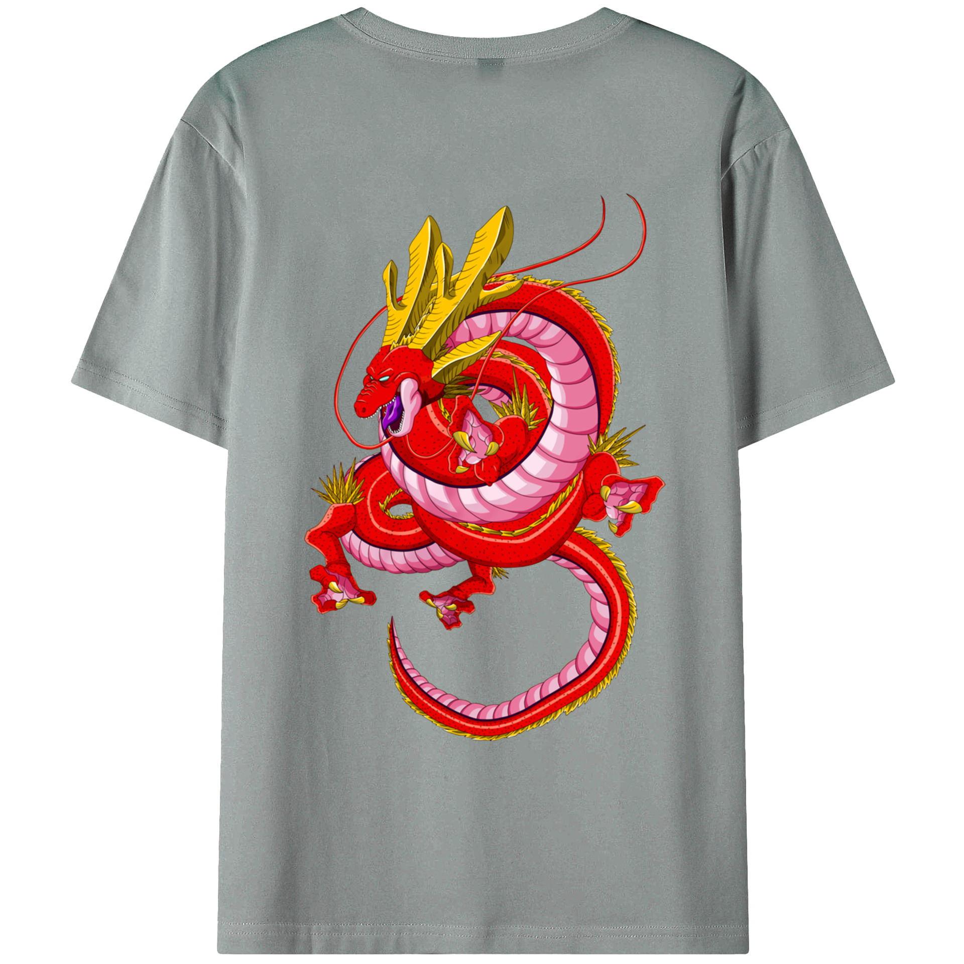 （画像用） ドラゴンボール 神龍 シェンロン DRAGON BALL Shenron 綿100％ メンズ半袖Tシャツ（バックプリント） 通気性